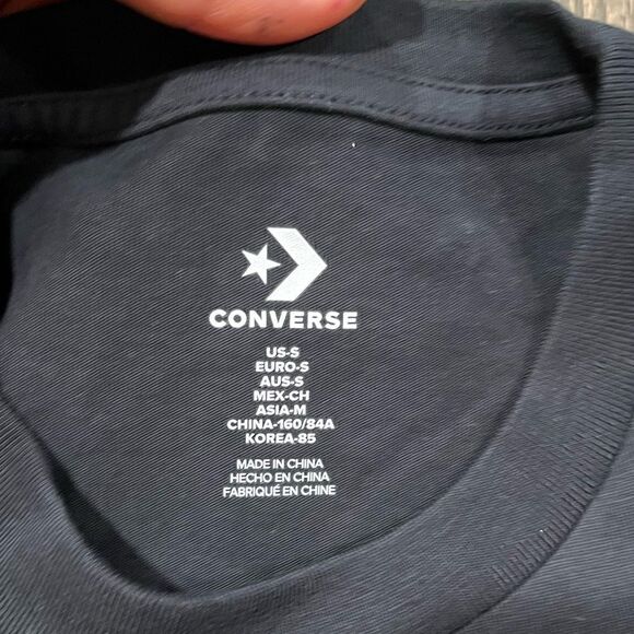 NWOT Converse Leopard Chuck Taylor Patch T-Shirt Slim Fit Crewneck Black Small - Picture 3 of 5